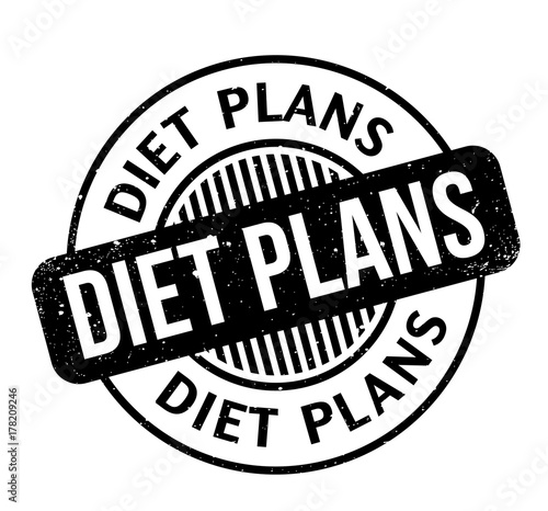 Diet Plans rubber stamp. Grunge design with dust scratches. Effects can be easily removed for a clean, crisp look. Color is easily changed.