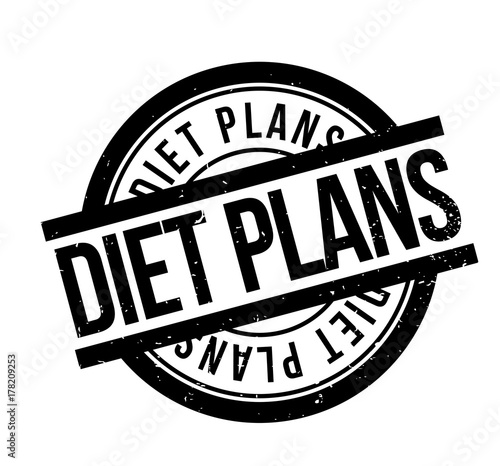 Diet Plans rubber stamp. Grunge design with dust scratches. Effects can be easily removed for a clean, crisp look. Color is easily changed.