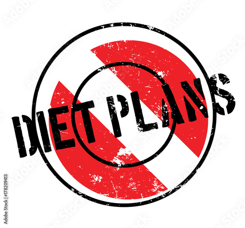 Diet Plans rubber stamp. Grunge design with dust scratches. Effects can be easily removed for a clean, crisp look. Color is easily changed.