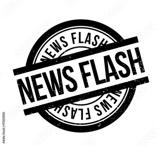 News Flash rubber stamp. Grunge design with dust scratches. Effects can be easily removed for a clean, crisp look. Color is easily changed.