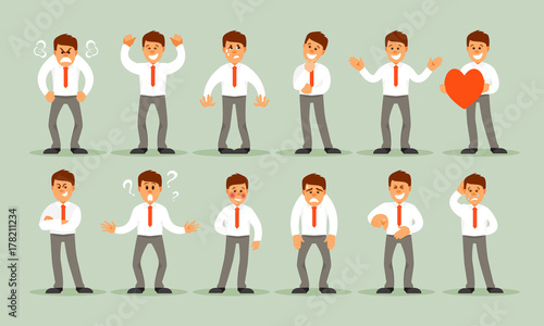 Set of male emotions