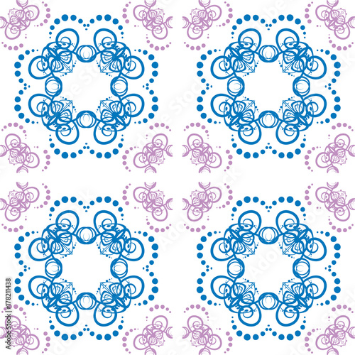 Seamless abstract floral pattern with mandala pattern