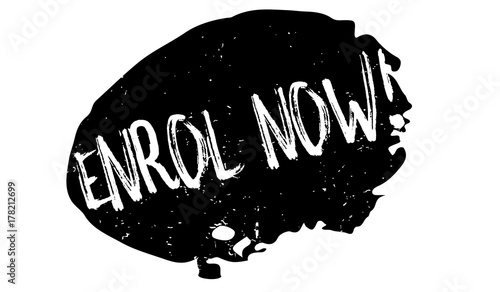 Enrol Now rubber stamp. Grunge design with dust scratches. Effects can be easily removed for a clean, crisp look. Color is easily changed.