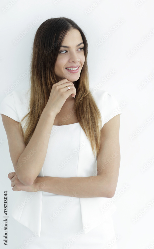 Portrait of successful business woman on white. Portrait of successful business woman on white.