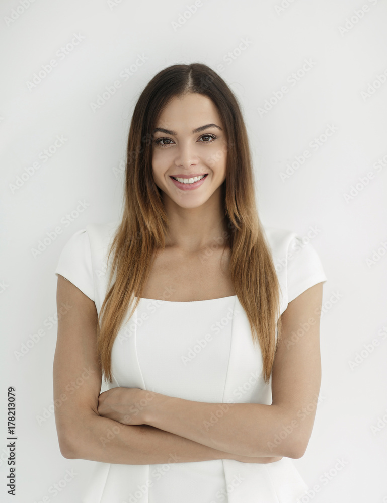 Portrait of successful business woman on white. Portrait of successful business woman on white.