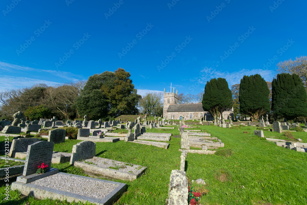 Mawnan Church and Cemetry in Cornwall United Kingdom