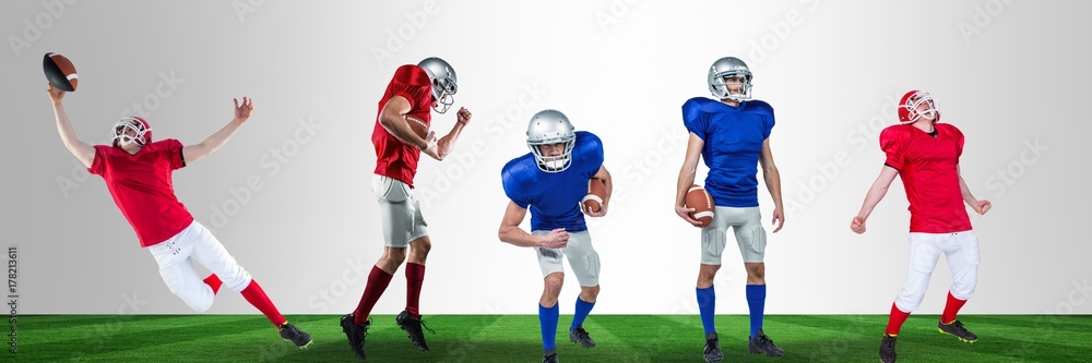 american football players wide on field