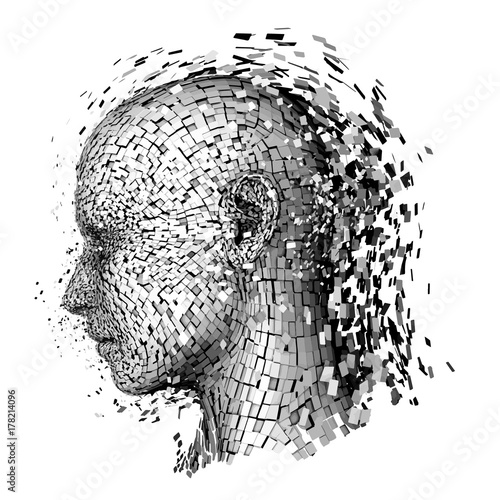 Shattered head stress depression concept vector illustration.