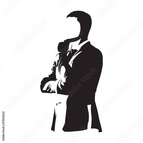 Businessman thinking, abstract vector silhouette
