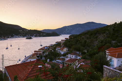 Vathy village and view of Molos Gulf in Ithaca island, Greece. 