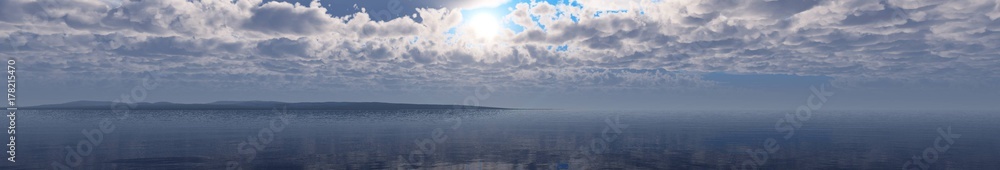 Panorama of sunset at sea, ocean sunrise, sun in clouds over water, banner, 3D rendering
Panorama of sunset at sea, ocean sunrise, sun in clouds over water, banner, 3D rendering