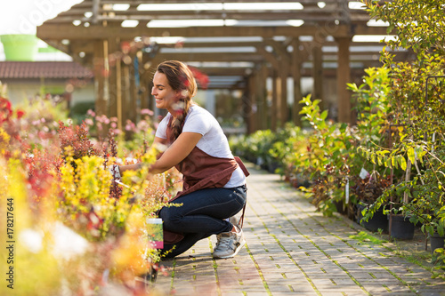 Foto Smiling employee in garden center
