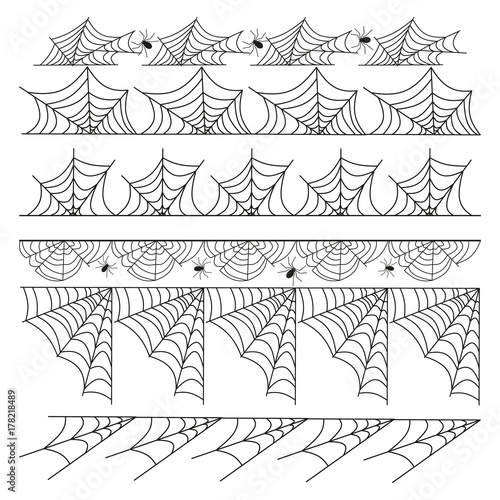 Halloween cobweb vector frame border separator and dividers line isolated on white with spider web for spiderweb scary illustration.