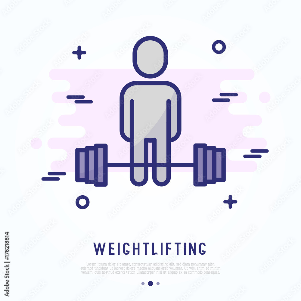 Weightlifting thin line icon. Modern vector illustration. Weightlifting thin line icon. Modern vector illustration.