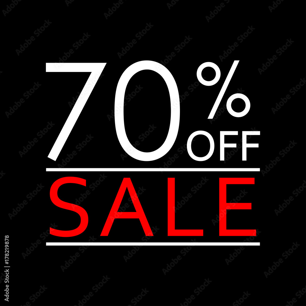 70% off. Sale and discount price icon. Sales tag design template. Vector illustration. 70% off. Sale and discount price icon. Sales tag design template. Vector illustration.