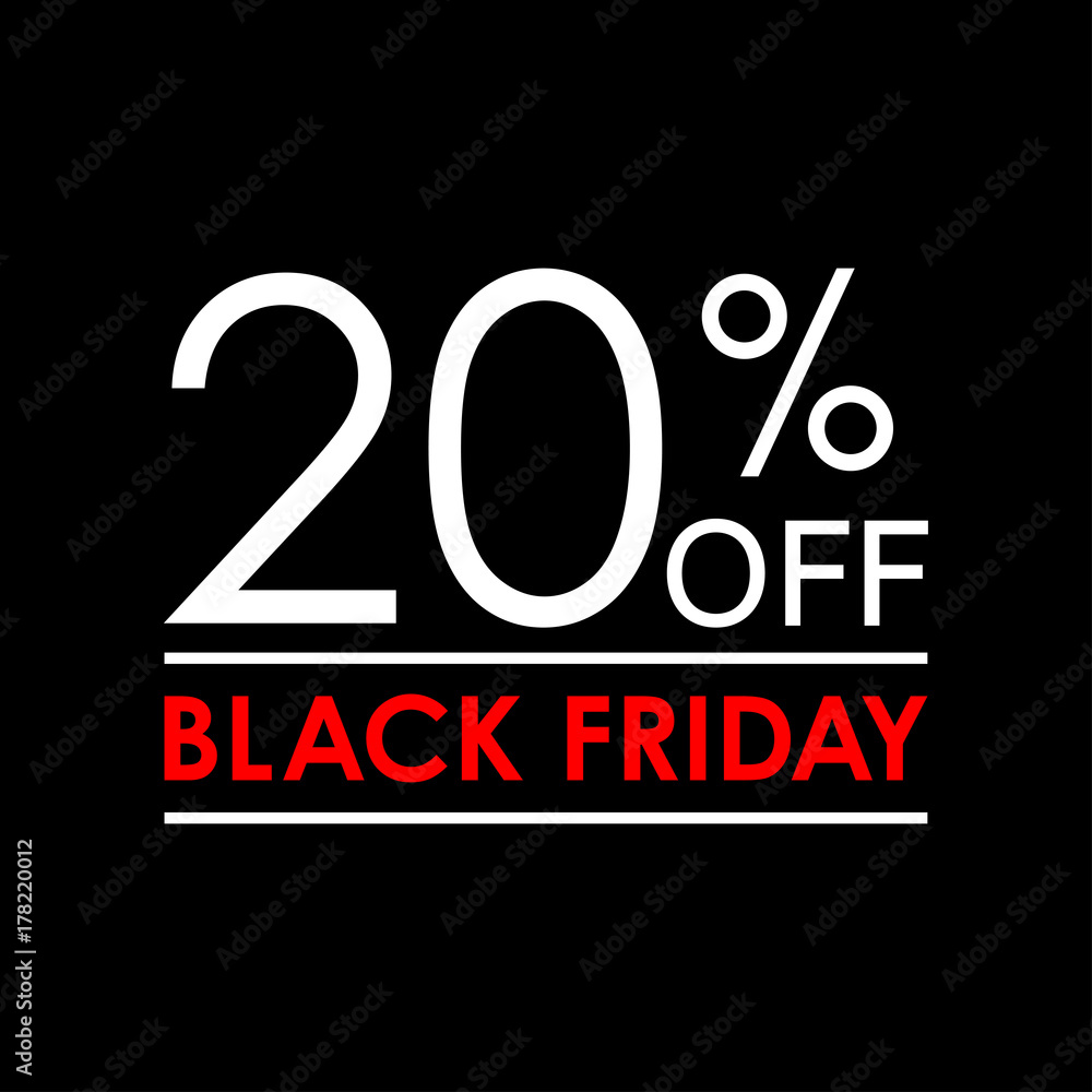 20% off. Black Friday sale and discount banner. Sales tag design ...