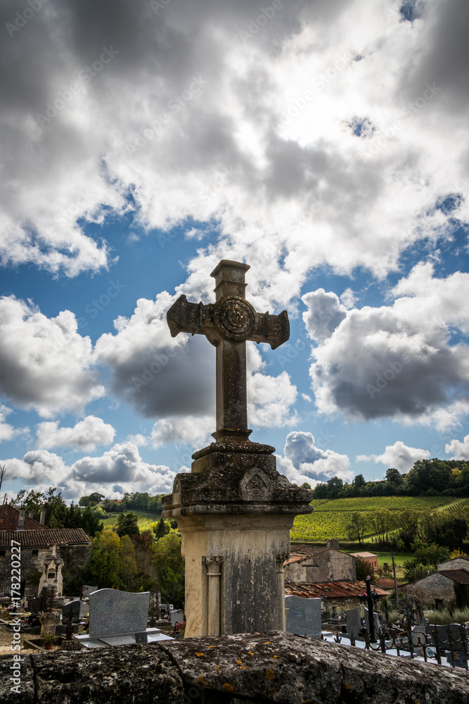 Medieval gravestone cross survives time.
