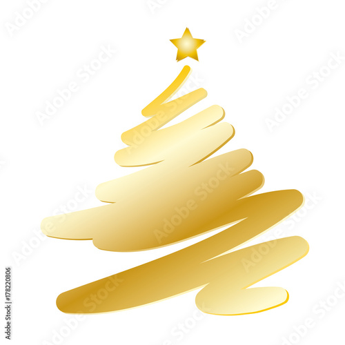 Frohe Weihnachten, Merry Chrismas, xmas, x-mas, goldener Weihanchtsbaum mit Stern
