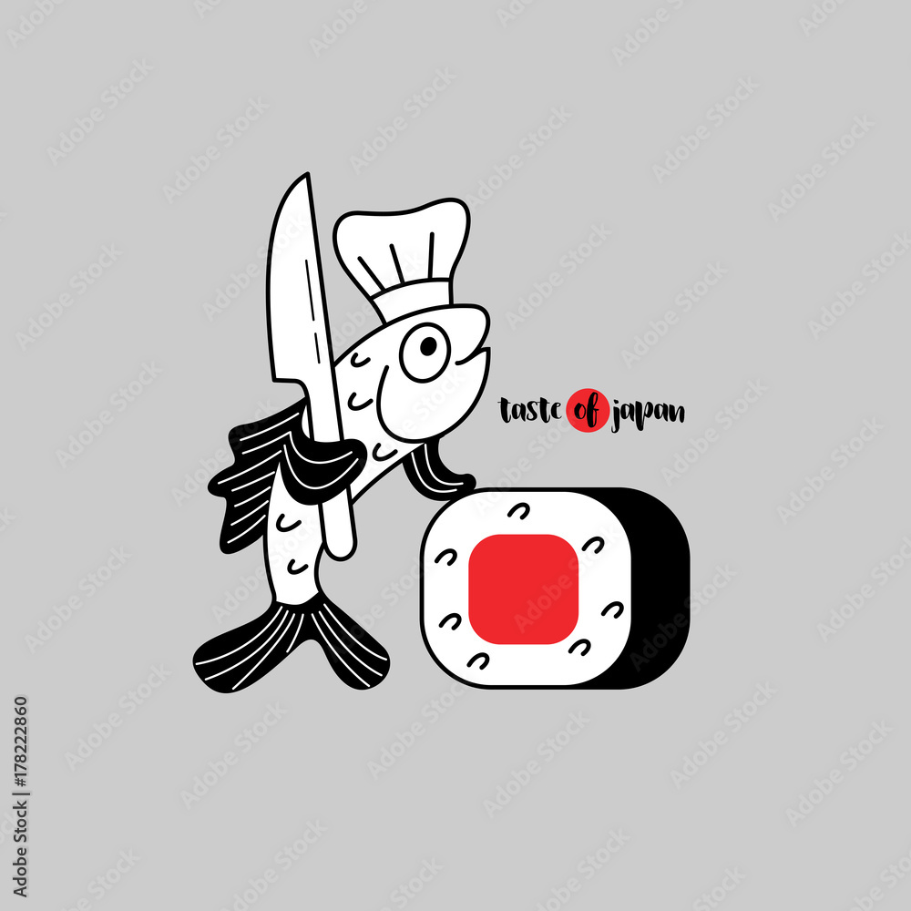 Logo sign sushi for Japanese restaurant. Logo sign sushi for Japanese restaurant.