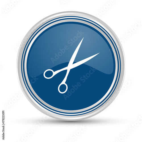 Blauer Button - Schere