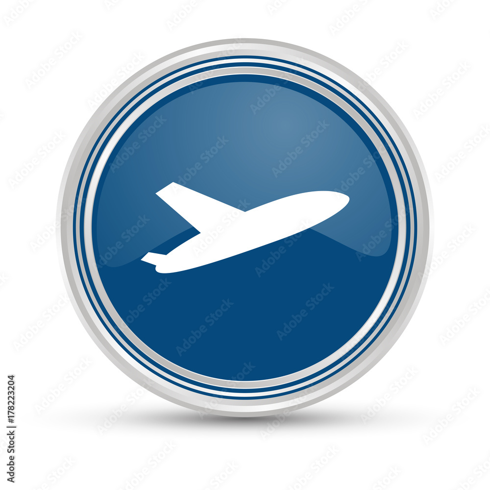 Blauer Button - Flugzeug - Start Blauer Button - Flugzeug - Start