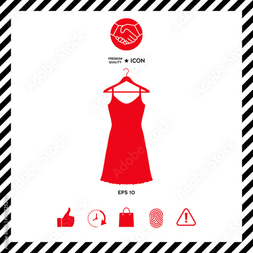 Sundress, Evening dress, combination or nightie on the wardrobe hanger , the silhouette. Menu item in the web design