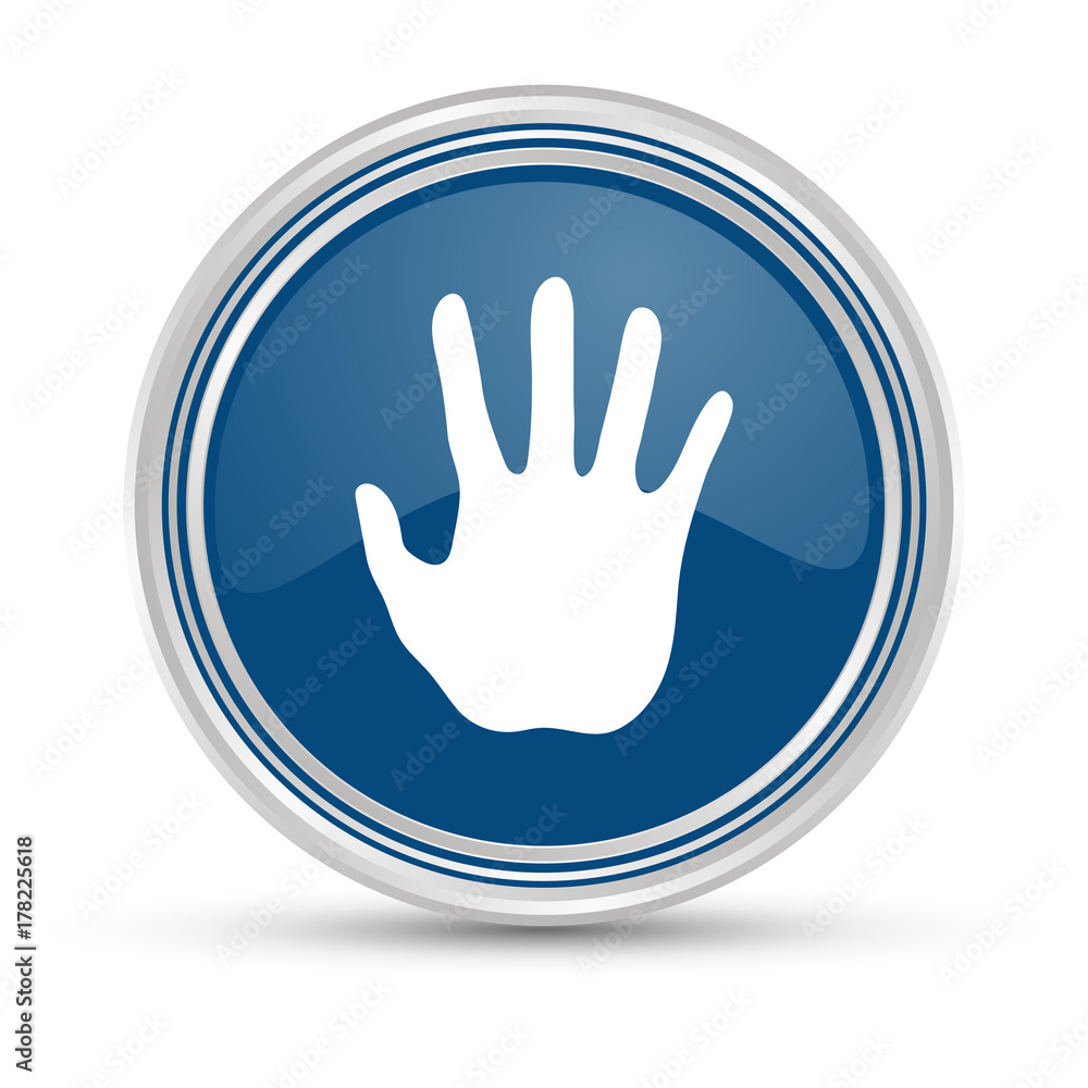 Blauer Button - Handfläche Blauer Button - Handfläche