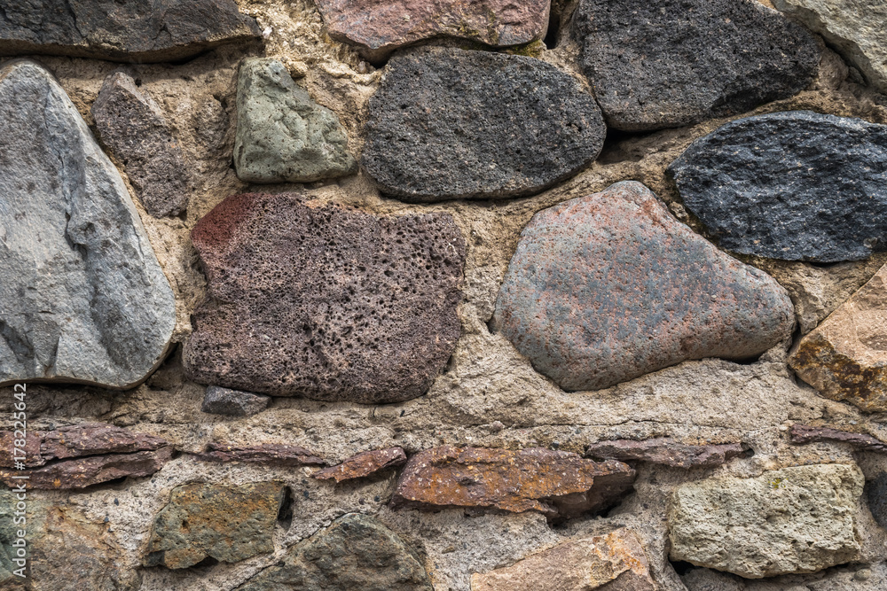 Texture of old rock wall for background, Medieval stone wall