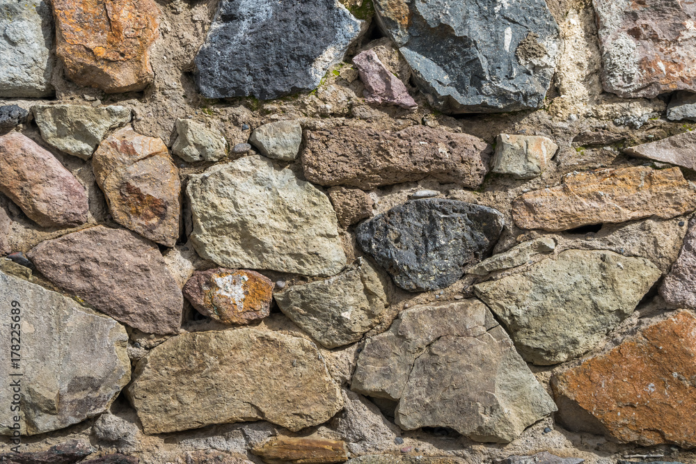 Texture of old rock wall for background, Medieval stone wall