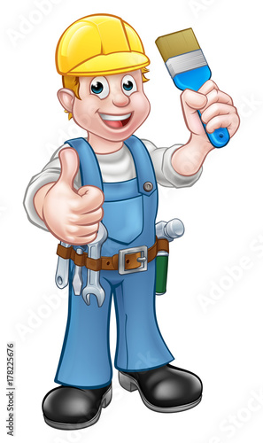 Painter Decorator Holding Paintbrush