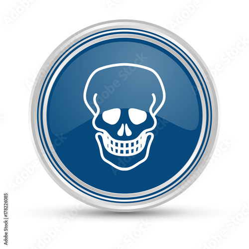 Blauer Button Totenkopf