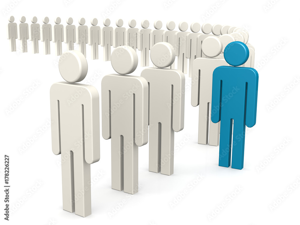 Outstanding person in blue from queue Outstanding person in blue from queue