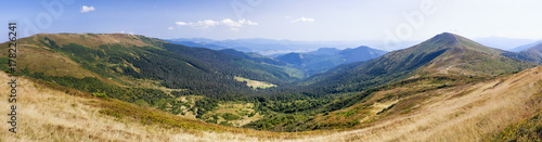 Pano view of Carpathian mountains near Drahobrat.