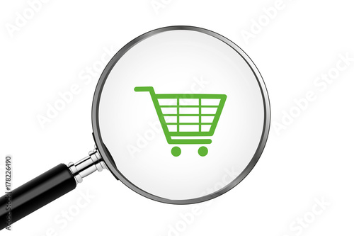 Lupe sucht/findet - Einkaufswagen