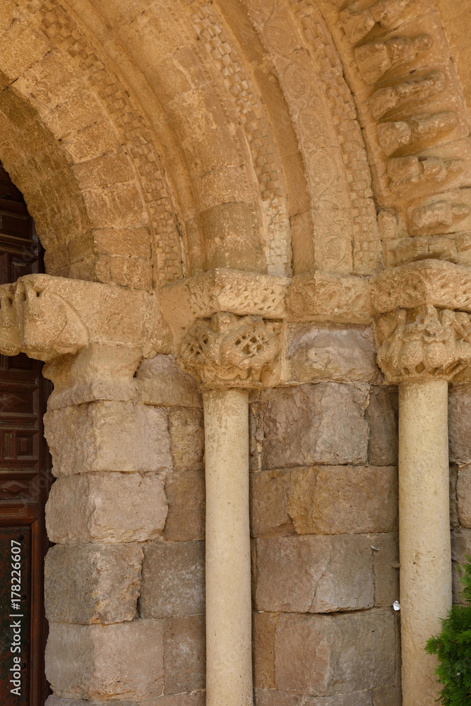 Detail of the Portico of Romanesque church of Santa Maria, Carrion de los Condes, Spain