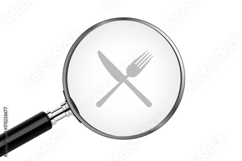 Lupe sucht/findet - gekreuztes Besteck