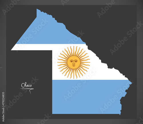 Chaco map of Argentina with Argentinian national flag illustration