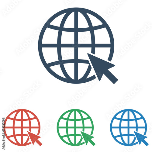 Internet icon set. Go to web sign - simple flat design isolated on white background, vector