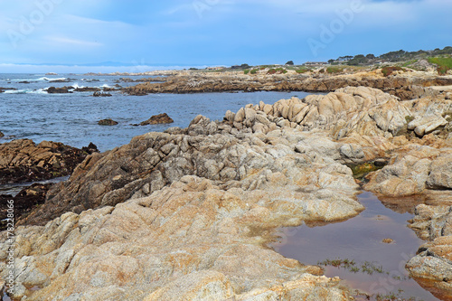 Rocky bluffs and tide pools at Asilomar State beach