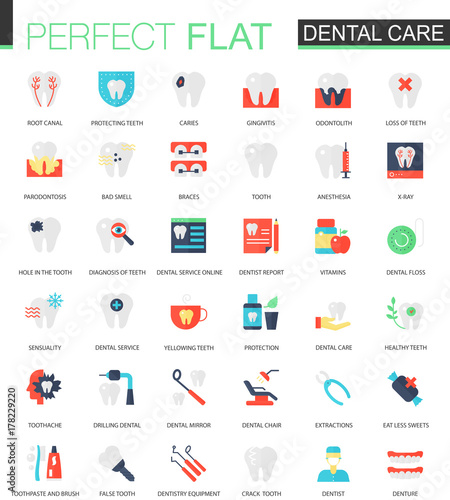 Vector set of flat Dental care icons
