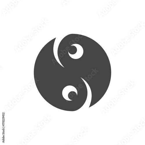 Ying yang icon. Vector logo on white background