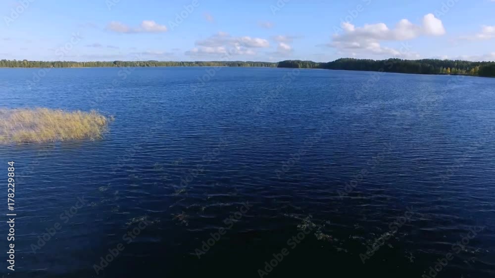 Aerial view of the passage on the surface of the lake. Aerial view of the passage on the surface of the lake.