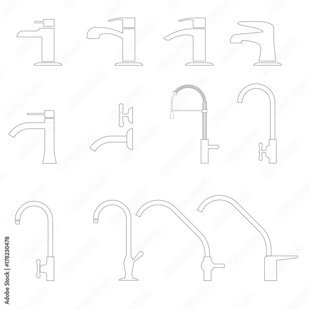 Potable water pipe and faucet icon, Vector, Illustration Potable water pipe and faucet icon, Vector, Illustration