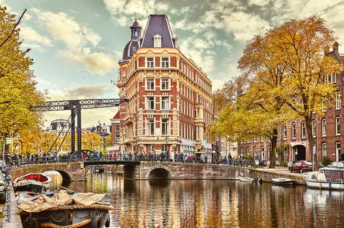 Photography Channel in Amsterdam Netherlands Holland houses under river