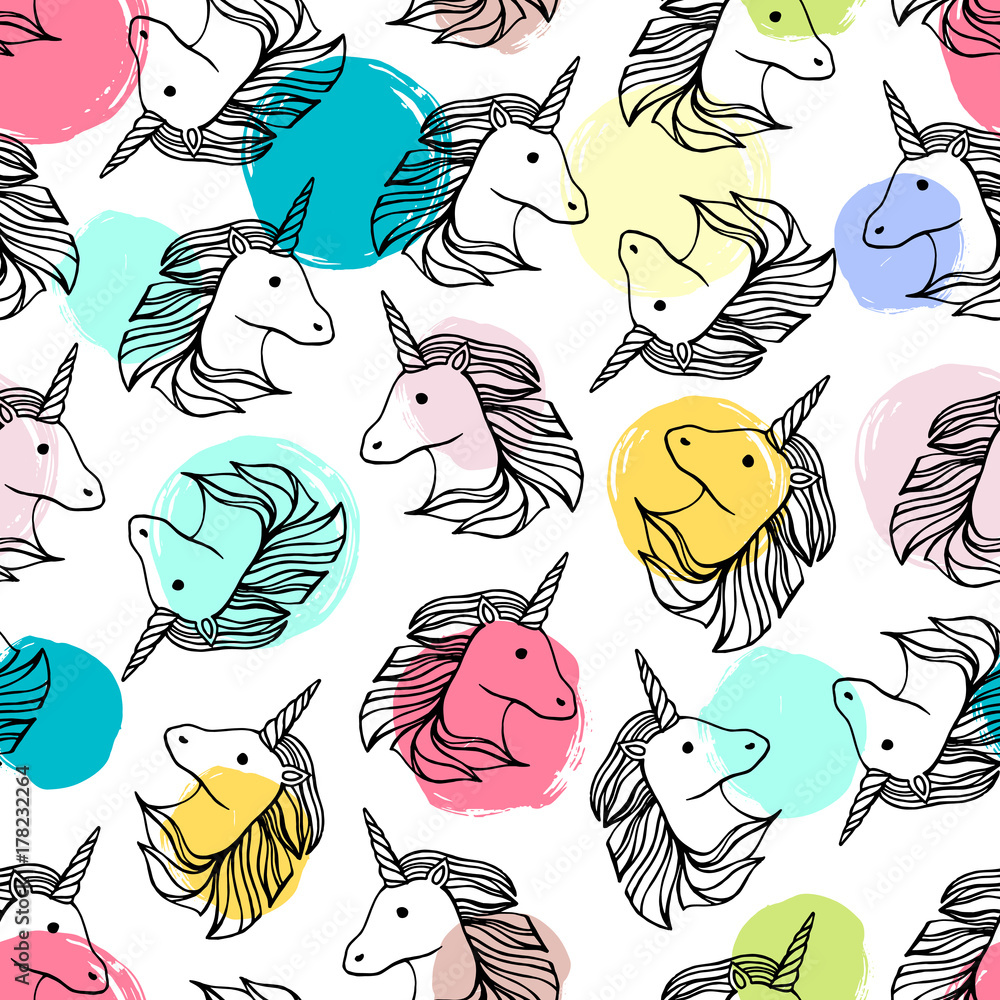 Seamless pattern with unicorns. Seamless pattern with unicorns.