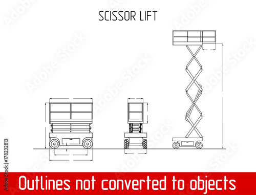 typical scissor lift overall dimensions outline blueprint template
