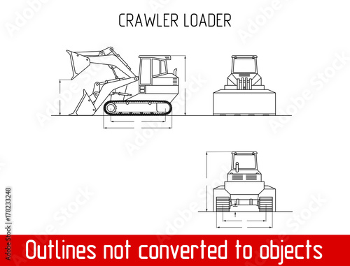 typical crawler loader overall dimensions outline blueprint template