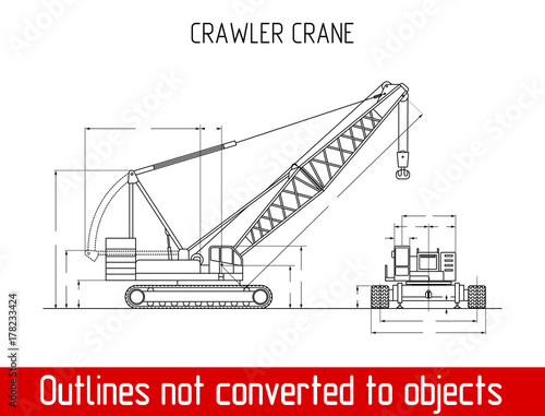 typical crawler crane overall dimensions outline blueprint template