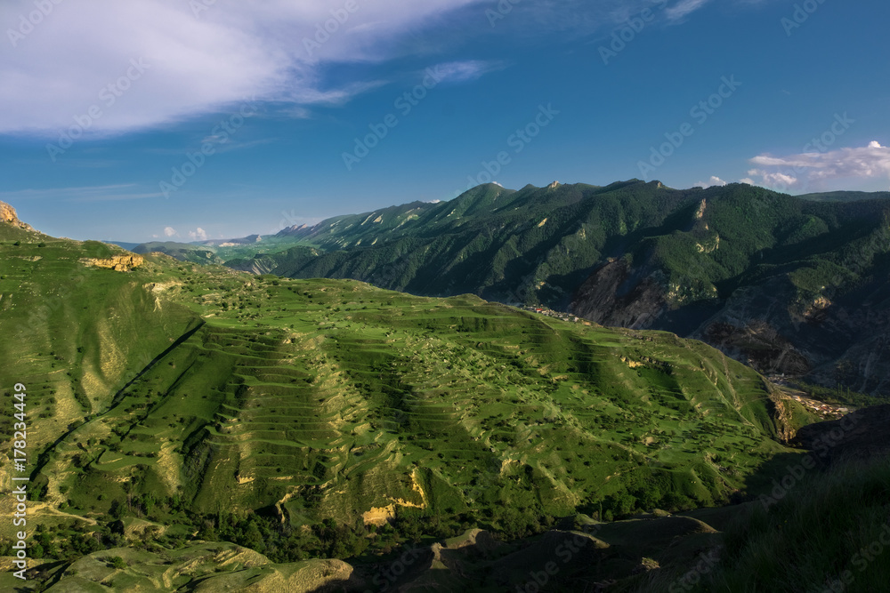green mountains and hills in Dagestan