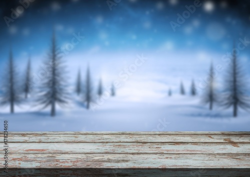 Wooden floor with Christmas theme background © vectorfusionart